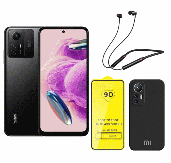 تصویر از گوشی موبایل شیائومی مدل Redmi Note 12S 4G  ظرفیت 256 گیگ و رم 8 گیگ همراه با پک قاب و گلس و هندزفری رنگ مشکی