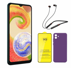 تصویر از گوشی موبایل سامسونگ مدل Galaxy A04 ظرفیت 64 گیگ و رم 4 گیگ همراه با پک قاب و گلس و هندزفری رنگ سفید