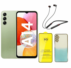 تصویر از گوشی موبایل سامسونگ مدل Galaxy A14 ظرفیت 64 گیگ و رم 4 گیگ همراه با پک قاب و گلس و هندزفری رنگ سبز